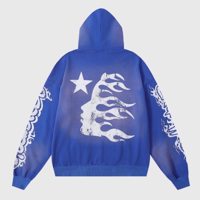 Hellstar Studios Records Yoga Hoodie Blue - Image 2