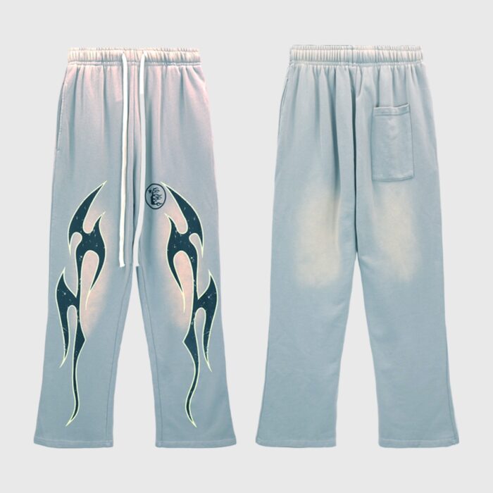 Hellstar Studios Flame Sweatpants Grey - Image 3