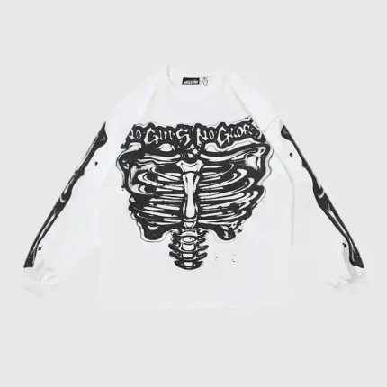 Hellstar-Skeleton-Long-Sleeve-Shirt-White-front-view