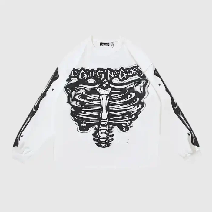 Hellstar-Skeleton-Long-Sleeve-Shirt-White-front-view