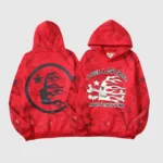 Hellstar Sports Tie-Dye Skull Hoodie ‘Red’ close up view