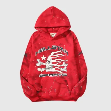 Hellstar Sports Tie-Dye Skull Hoodie ‘Red’front view