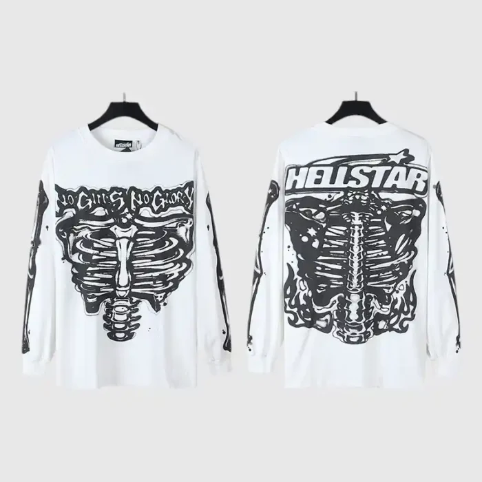 Hellstar-Skeleton-Long-Sleeve-Shirt-White-front-back-view