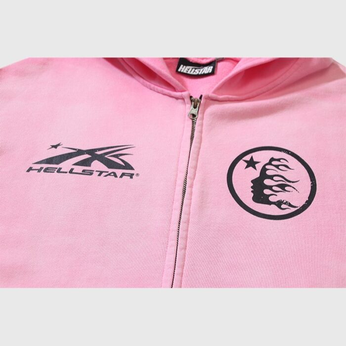 Hellstar Sports Zip-Up Hoodie Pink - Image 5