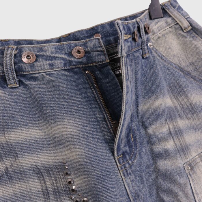 Hellstar Flame Studded Denim blue Shorts