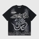 Hellstar Wash Stain Printing black T-shirt