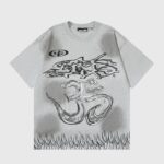 Hellstar Wash Stain Printing white T-shirt