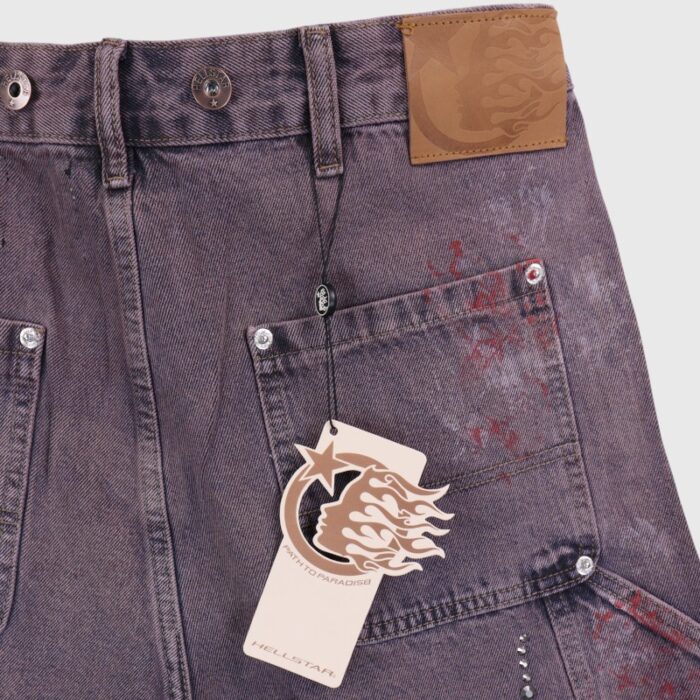 Hellstar Flame Studded Denim pink Shorts