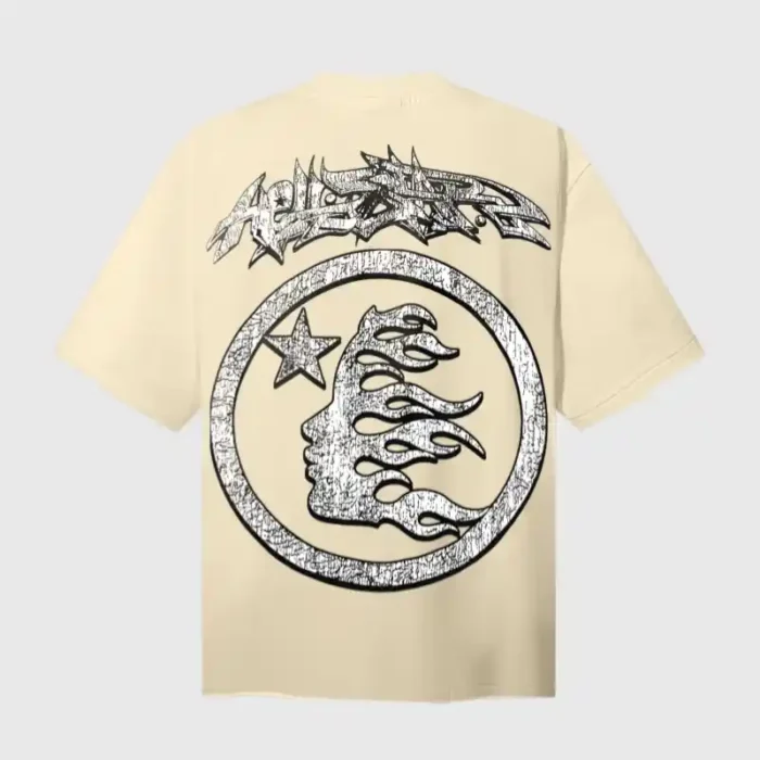 Hellstar White Graffiti T-Shirt Beige