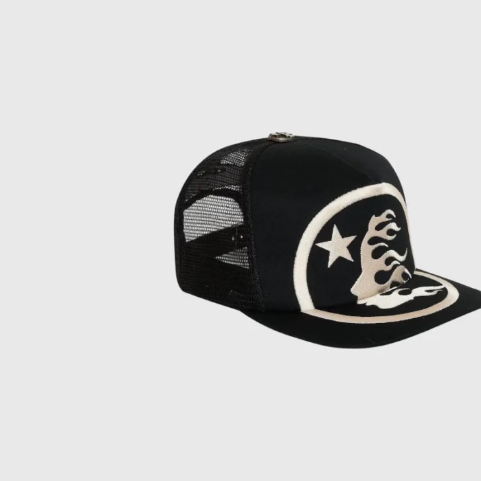Hellstar Big Logo Trucker Snapback Hat Black