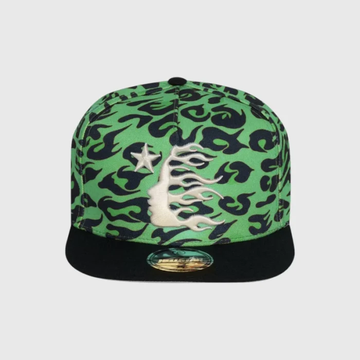 Hellstar Cheetah Print Snapback Hat Green