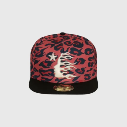 Hellstar Cheetah Print Snapback Hat Red