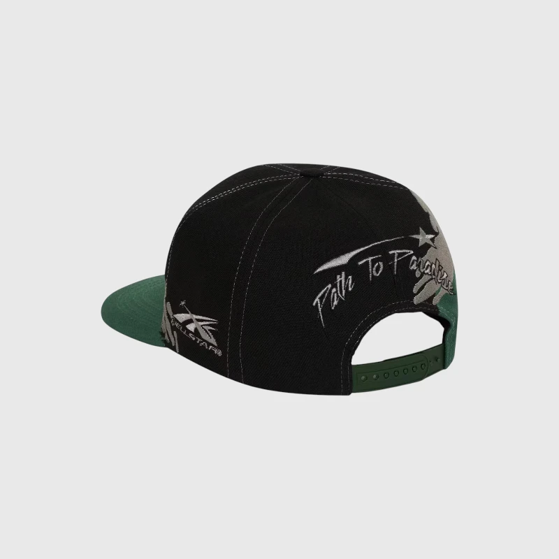 Hellstar Paintbrush Snapback Hat Black Green