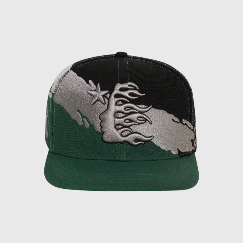 Hellstar Paintbrush Snapback Hat Black Green