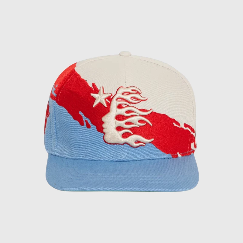 Hellstar Paintbrush Snapback Hat Red Blue