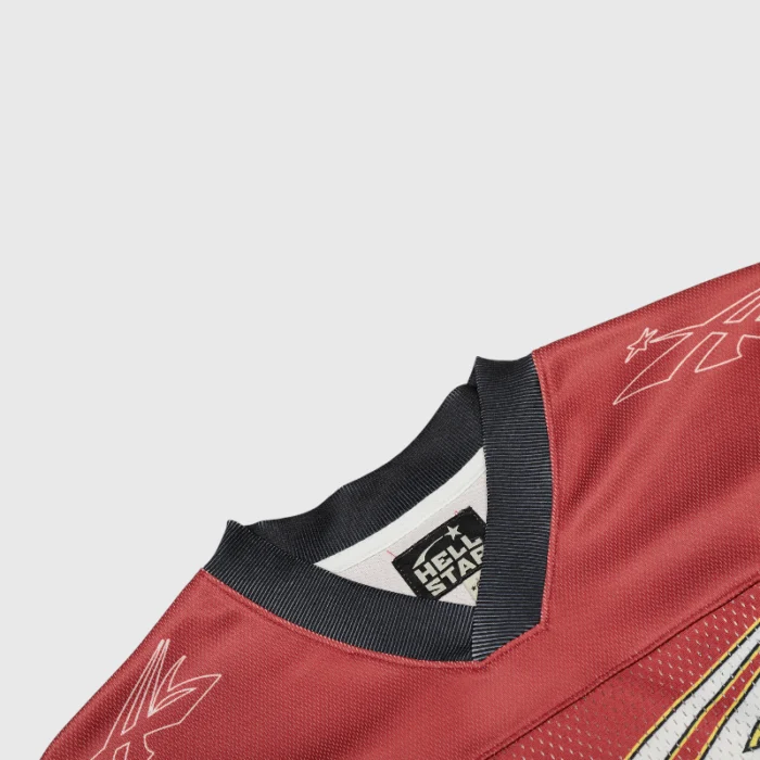 Hellstar Red Sports Logo Mesh Long Sleeve Tee - Image 3