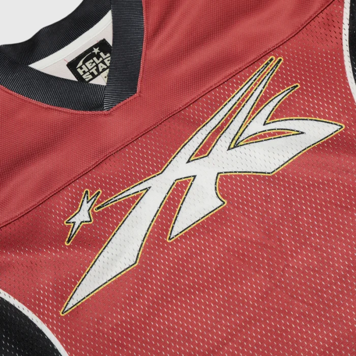 Hellstar Red Sports Logo Mesh Long Sleeve Tee - Image 4