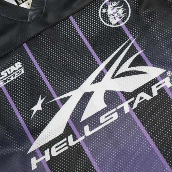 Hellstar Black and Purple Mesh Patchwork Long Sleeve Tee - Image 5