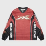 Hellstar Red Sports Logo Mesh Long Sleeve Tee