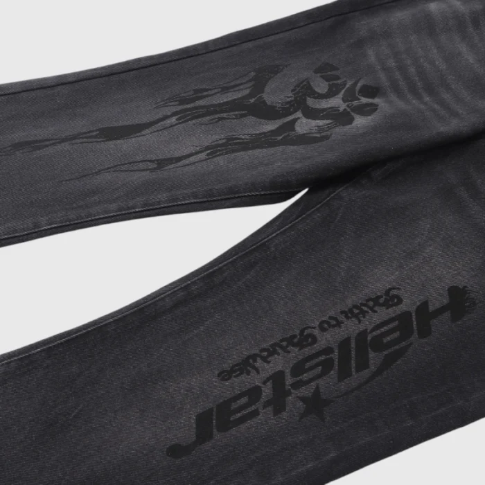 Hellstar Black Denim Flare Jeans - Image 5