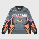 Hellstar Grey and Orange Mesh Long Sleeve Tee