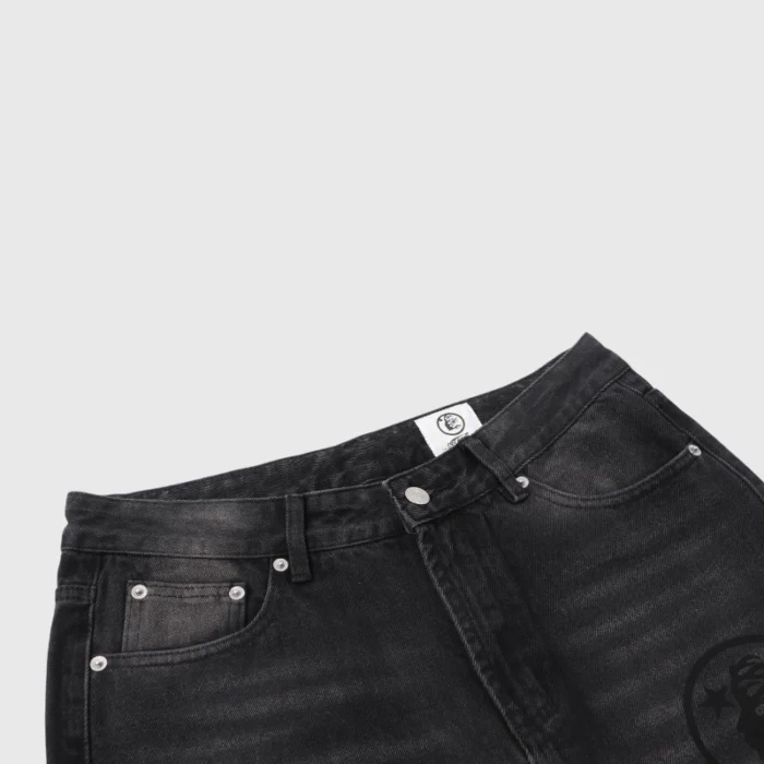 Hellstar Black Washed Denim Jeans - Image 8