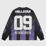 Hellstar Black and Purple Mesh Patchwork Long Sleeve Tee - Image 2