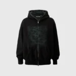 Hellstar Overdye Cheetah Zip-up Hoodie Green Front