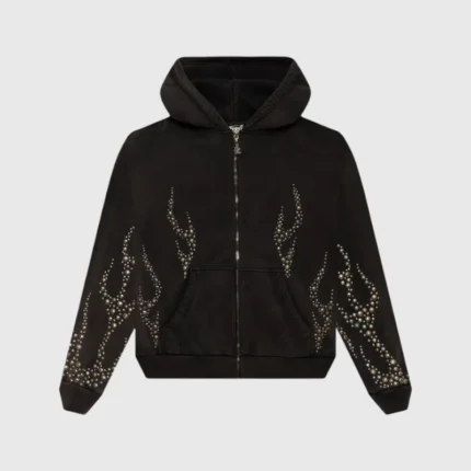 Hellstar Studded Flame Zip-Up Hoodie Front