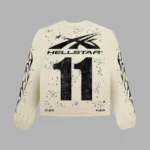 Hellstar Moto Cross Long-Sleeve Sweater Off white