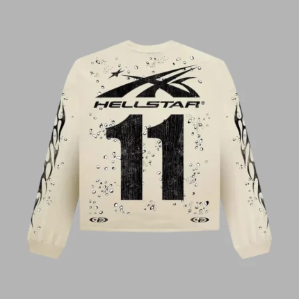 Hellstar Moto Cross Long-Sleeve Sweater Off white