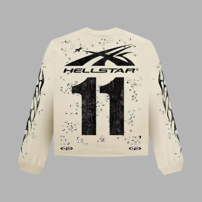 Hellstar Moto Cross Long-Sleeve Sweater Off white