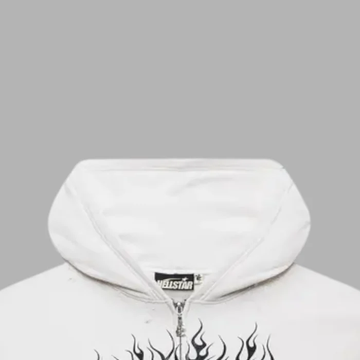 Hellstar Records Glitter Zip Up Hoodie White