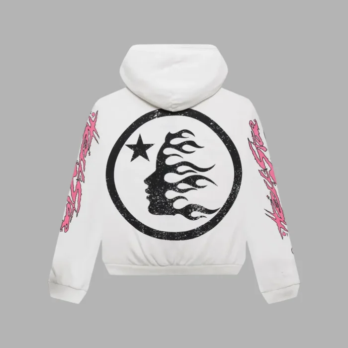 Hellstar Records Glitter Zip Up Hoodie White