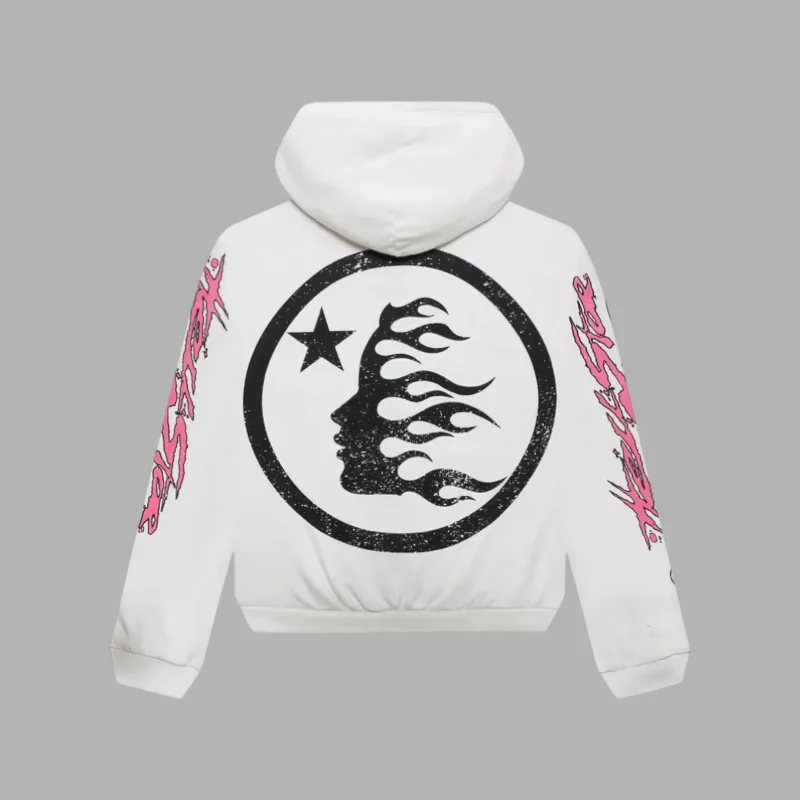 Hellstar Records Glitter Zip Up Hoodie White