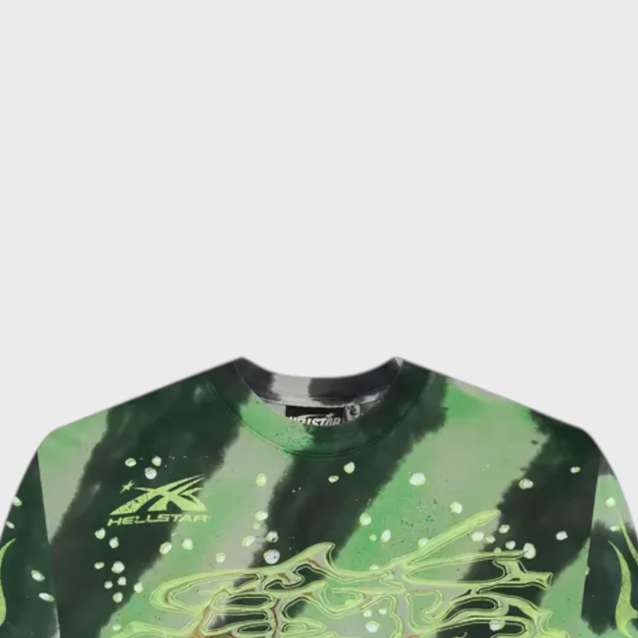 Hellstar Tye-Dye Moto Long-Sleeve Sweater green