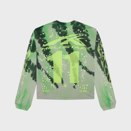 Hellstar Tye-Dye Moto Long-Sleeve Sweater green