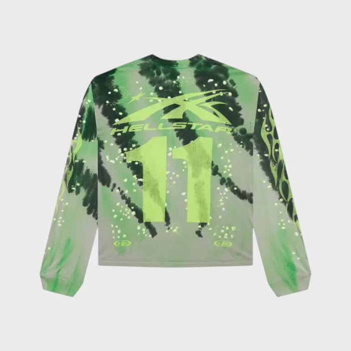 Hellstar Tye-Dye Moto Long-Sleeve Sweater green