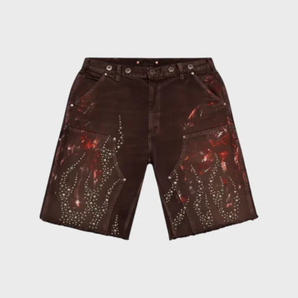 Hellstar Studded Denim Shorts Brown