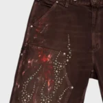 Hellstar Studded Denim Shorts Brown
