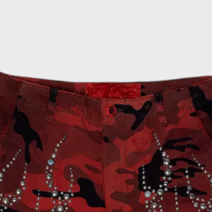 Hellstar Studded Cargo Shorts red
