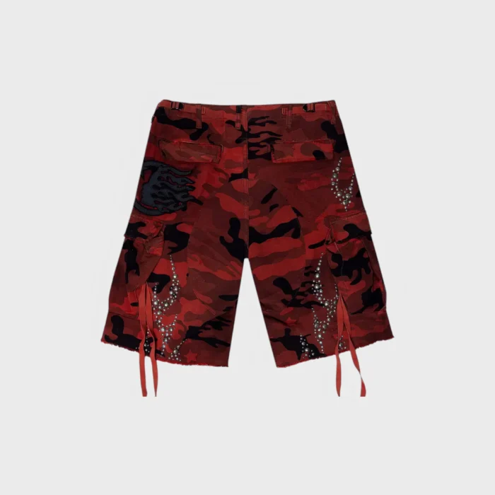 Hellstar Studded Cargo Shorts red