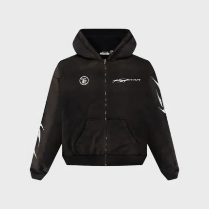 Hellstar Logo Zip-Up Black Hoodie