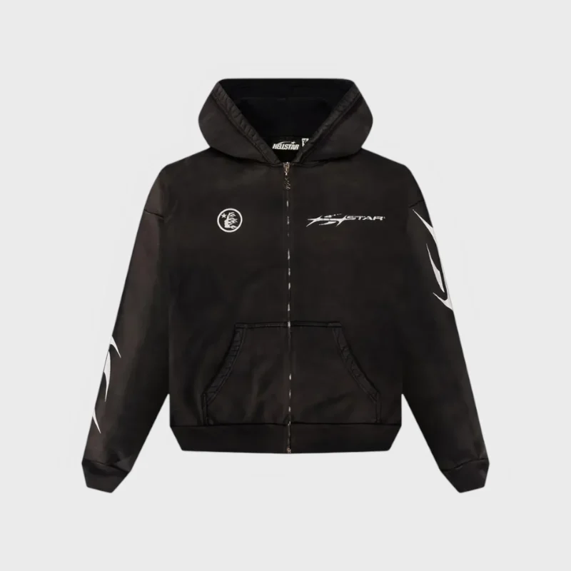 Hellstar Logo Zip-Up Black Hoodie
