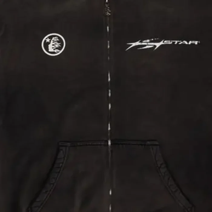 Hellstar Logo Zip-Up Black Hoodie