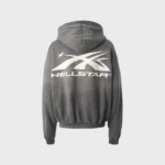 Hellstar Hs Logo Zip-Up Hoodie grey