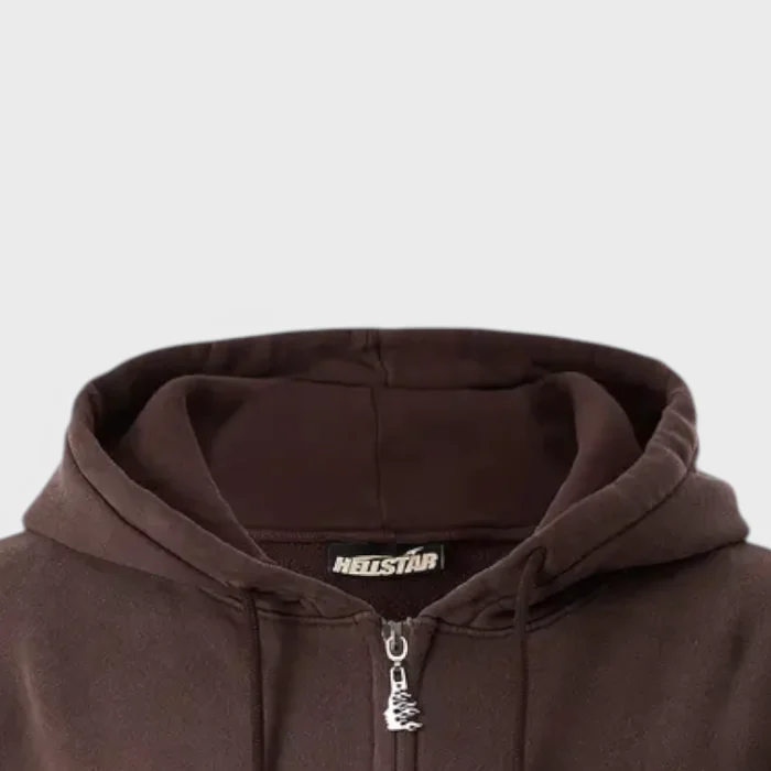 Hellstar Hs Logo Zip-Up Hoodie brown