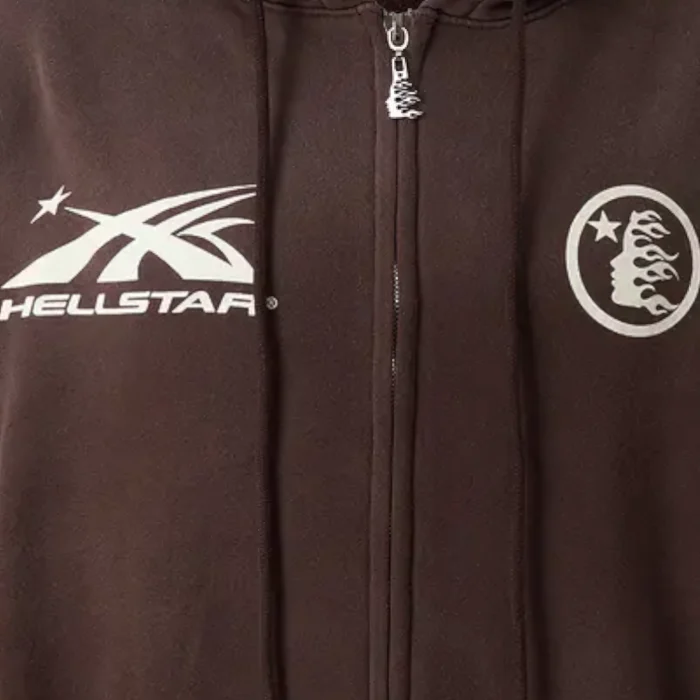 Hellstar Hs Logo Zip-Up Hoodie brown