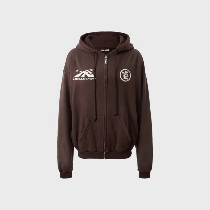 Hellstar Hs Logo Zip-Up Hoodie brown
