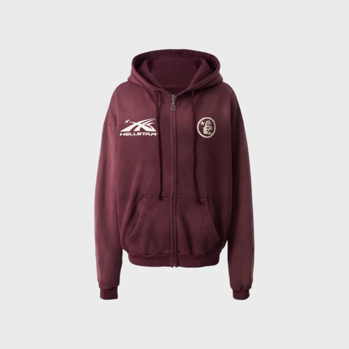Hellstar Hs Logo Zip-Up Hoodie red